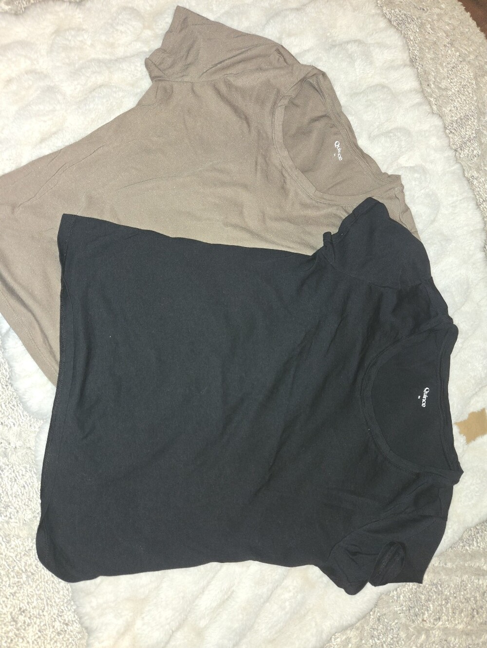 Two (2) Quince Modal Cotton Short Sleeve [Medium] Black Tan Brown Basic Shirts